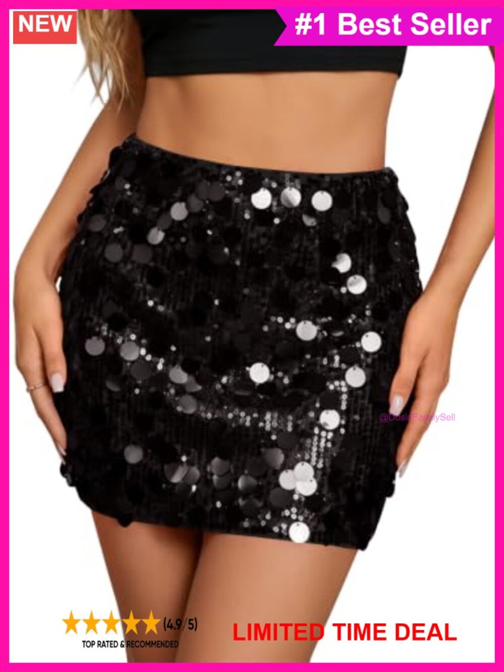 Women's Sequin Mini Skirt Bodycon with Built-in Shorts Party Skort